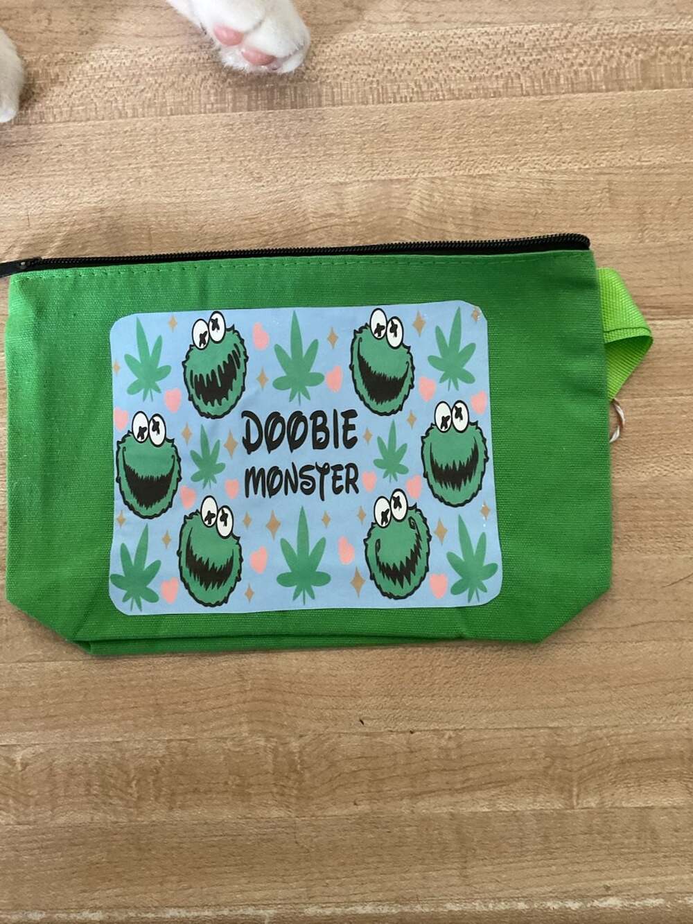 Doobie Monster Green Canvas Zipper Pouch